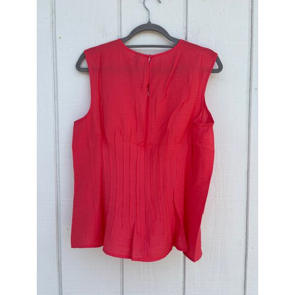 NWT Anthropologie The Della Pleated-Waist Shell Top, Red, Sz M - Picture 3 of 7